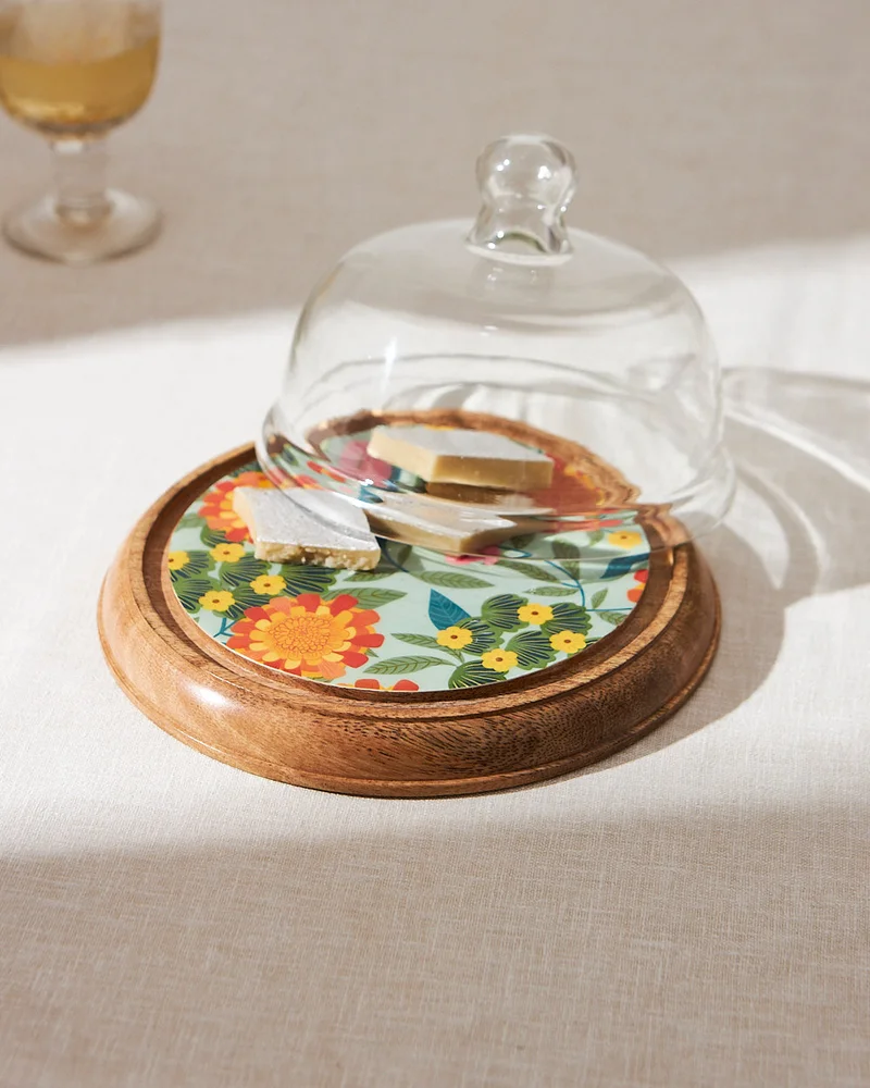 Chumbak Marigold Snack Platter | Wood